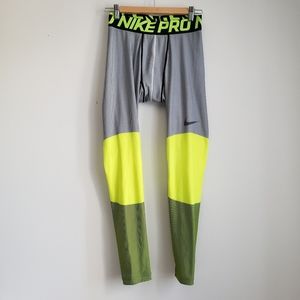 Nike Pro Neon & Black Compression Layer Bottoms L